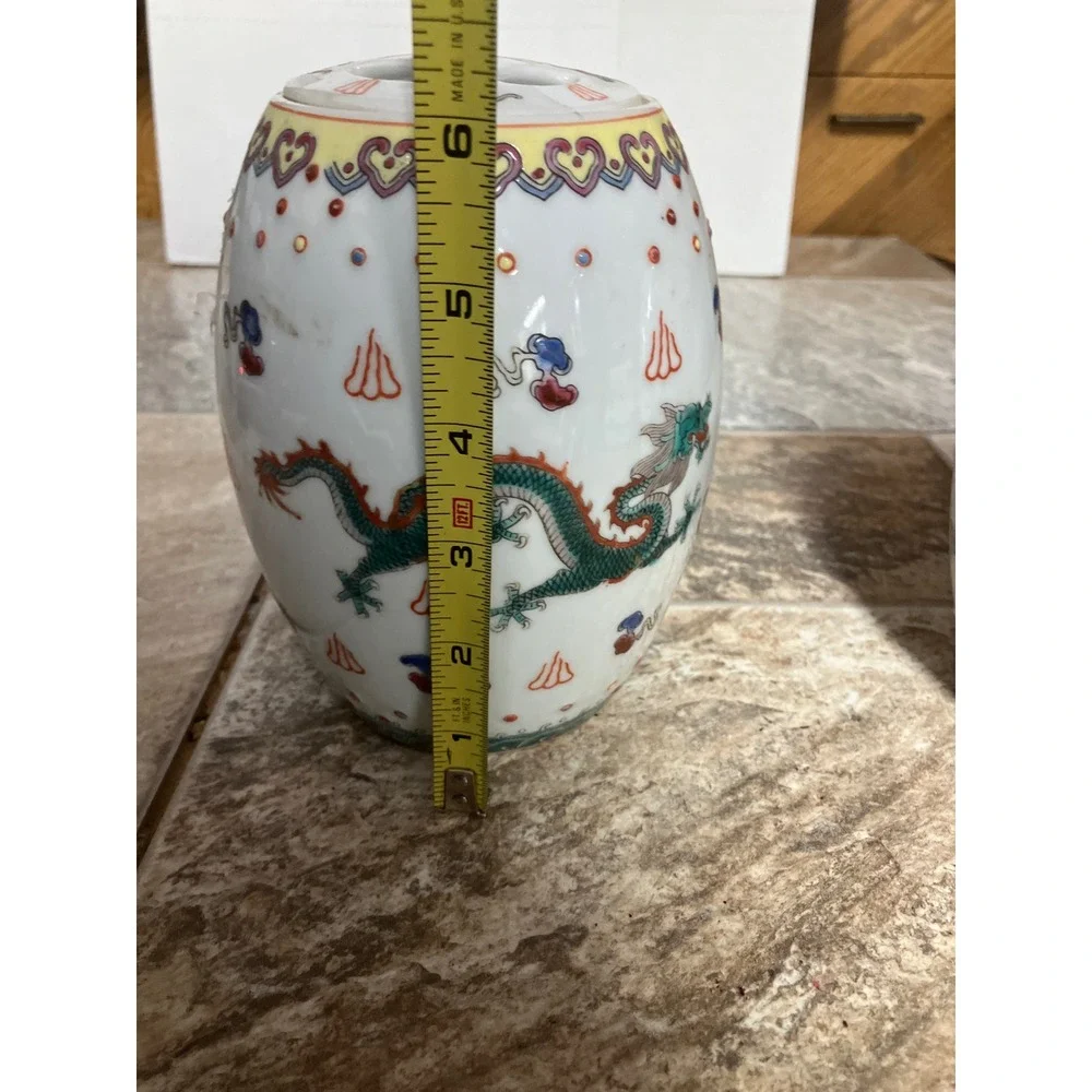 VintageChinese Porcelain Ginger Jars Pair Green Dragon Jingdezhen Set of 2 5.5in